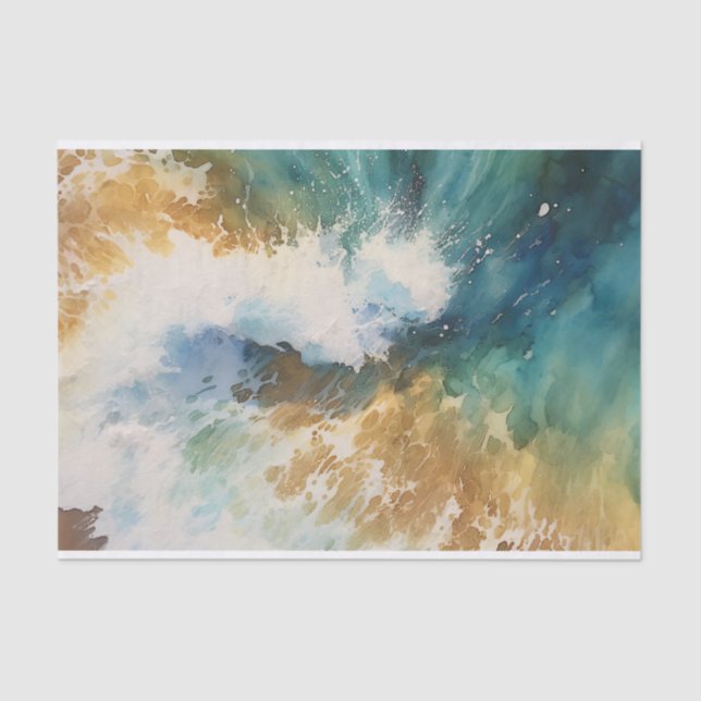 Ocean Waves Wassercolor Beach Decoupage Seidenpapier (Vorderseite)