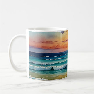 Ocean waves water color mug wrap designs kaffeetasse