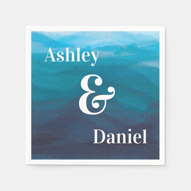 Ocean Waves Wedding Napkins, Personalisiert Serviette (Vorderseite)