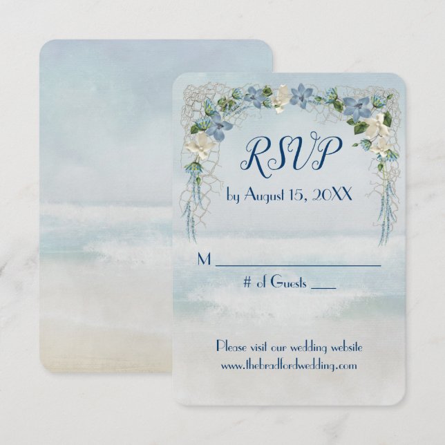 Ocean Wedding Blume Arch UAWG Einladung (Vorne/Hinten)
