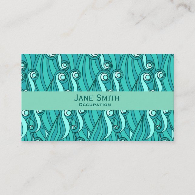 Ocean Wellen Aqua Blue Muster modern trendy Visitenkarte (Vorderseite)