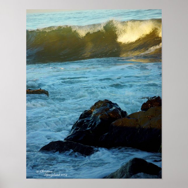 Ocean Wellen Boulders Poster (Vorne)