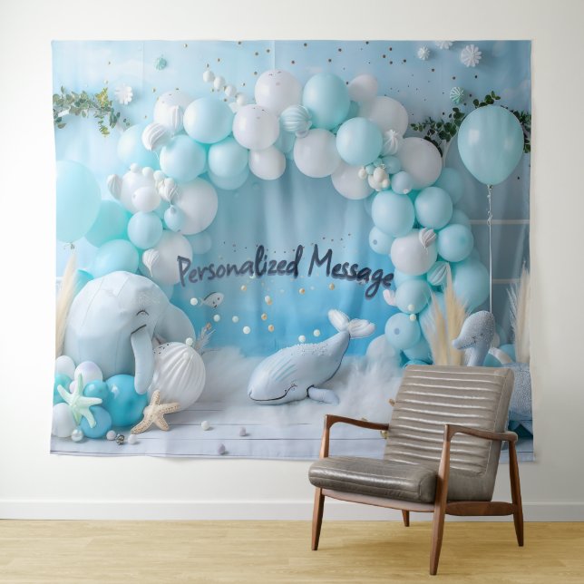 Ocean Whale Balloon Arch Backdrop Wandteppich (Beispiel (Horizontal))