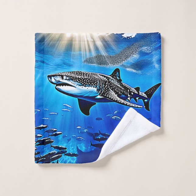 Ocean Whale Shark Riesenschwimmen Badhandtuch Set (Waschlappen)