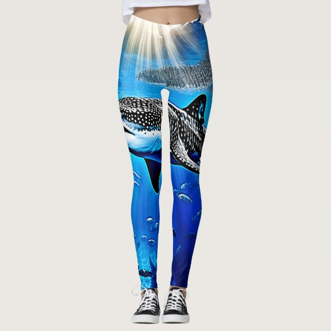 Ocean Whale Shark Riesenschwimmen Leggings (Vorderseite)