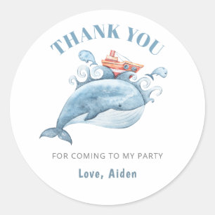 Ocean Whale Theme Party Danke Runder Aufkleber