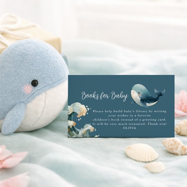 Ocean Whale Waves Turquoise Books for Baby Shower  Begleitkarte (Von Creator hochgeladen)