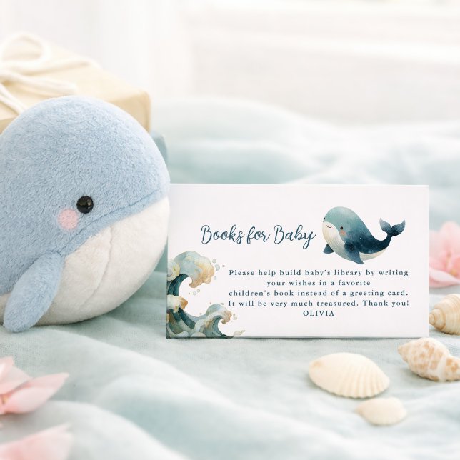 Ocean Whale Waves White Books for Baby Shower  Begleitkarte (Von Creator hochgeladen)