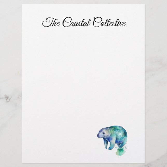 Ocean Whisper Manatee, custom Briefbogen (Vorderseite)