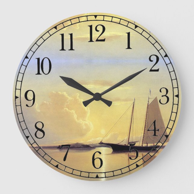 Ocean Yacht Segelschiff Sea Boot Wall Clock Große Wanduhr (Vorderseite)