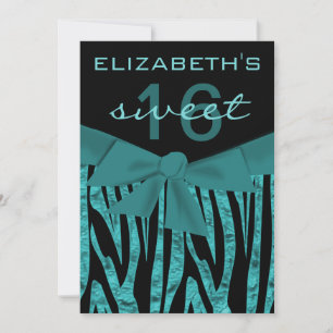 Ocean Zebra Print Sweet 16 Geburtstag Einladung