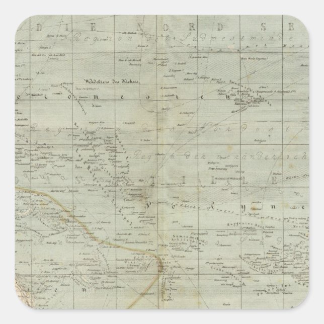 Oceania Atlas Karte Quadratischer Aufkleber (Vorderseite)