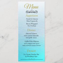 Oceanic Beach Themed Aqua Blue Wedding Card Menükarte