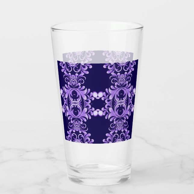 Oceanic Bloom: Lila Wave Harmony / Stilvolle Kunst Glas (Rückseite)