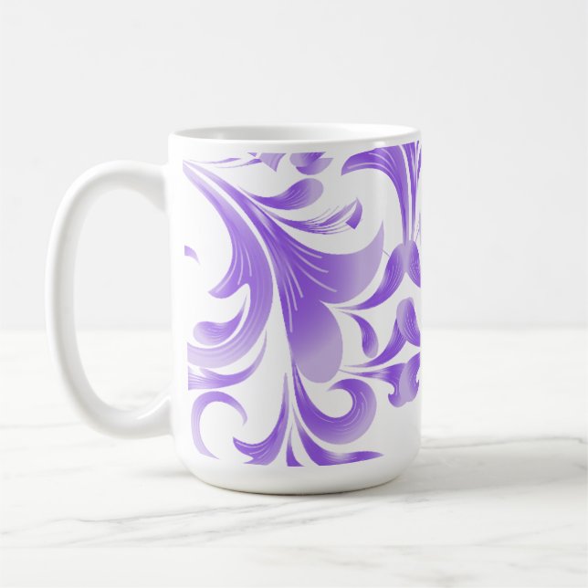 Oceanic Bloom: Lila Wave Harmony / Stilvolle Kunst Kaffeetasse (Links)