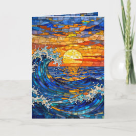 Oceanic Coastal Ocean Waves Sunset Birthday Karte