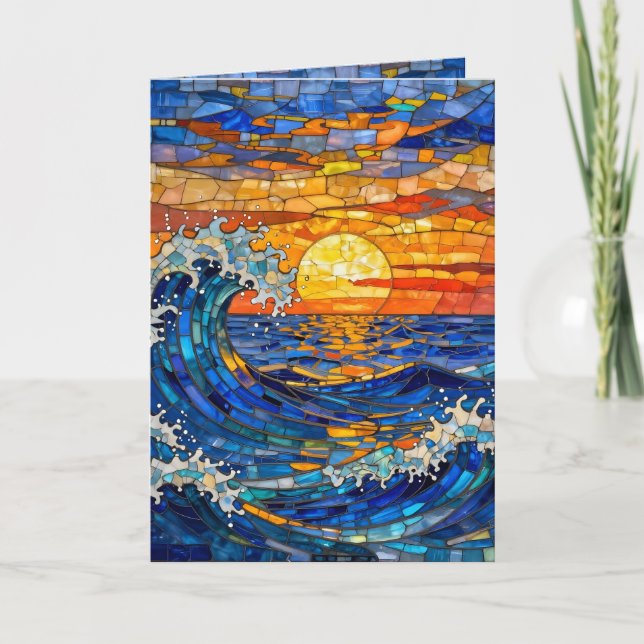 Oceanic Coastal Ocean Waves Sunset Birthday Karte (Vorderseite)