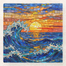Oceanic Coastal Ocean Waves Sunset   Glasuntersetzer