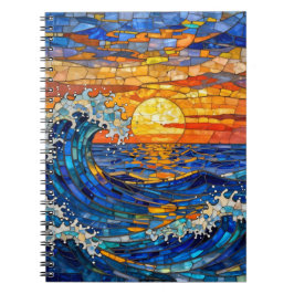 Oceanic Coastal Ocean Waves Sunset   Notizblock