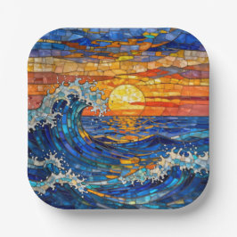 Oceanic Coastal Ocean Waves Sunset   Pappteller