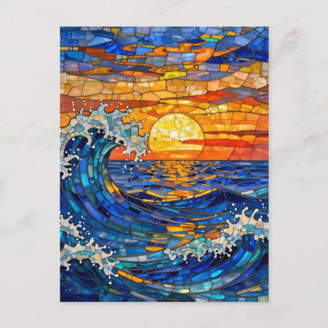 Oceanic Coastal Ocean Waves Sunset   Postkarte (Vorderseite)