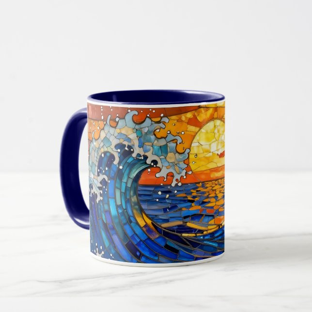 Oceanic Coastal Ocean Waves Sunset   Tasse (Vorderseite Links)
