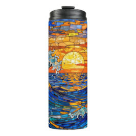 Oceanic Coastal Ocean Waves Sunset   Thermosbecher