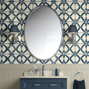 Oceanic Interlace - Navy, Beige - Küste Inspiriert Tapete