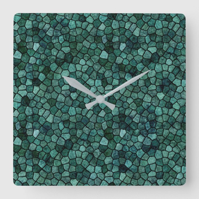 Oceanic Mosaic Crust Textur Abstract Pattern Quadratische Wanduhr (Vorderseite)