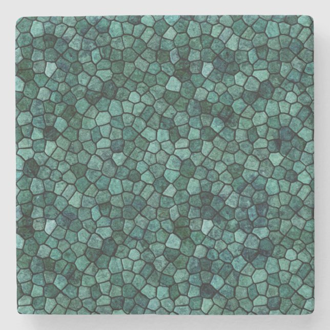 Oceanic Mosaic Crust Textur Abstraktes Muster Steinuntersetzer (Vorderseite)