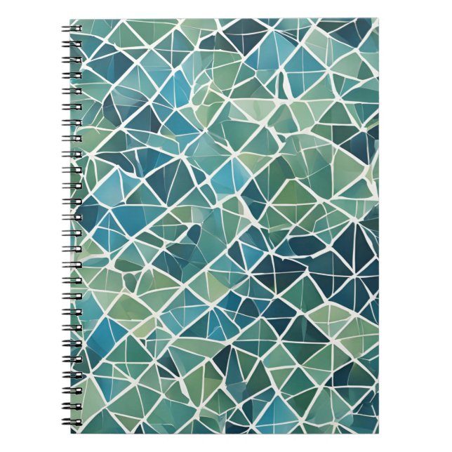 Oceanic Mosaic Notebook - Blau und Grün Notizblock (Vorderseite)