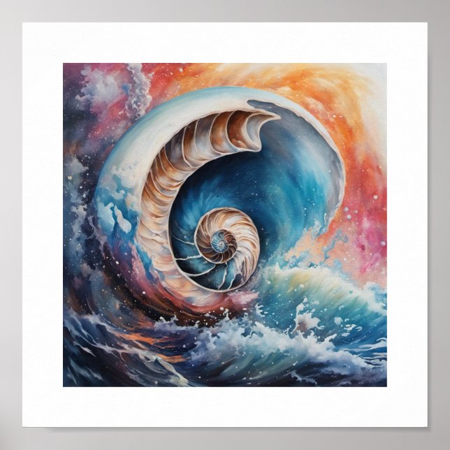 Oceanic Nautilus-Muschel Poster (Vorne)