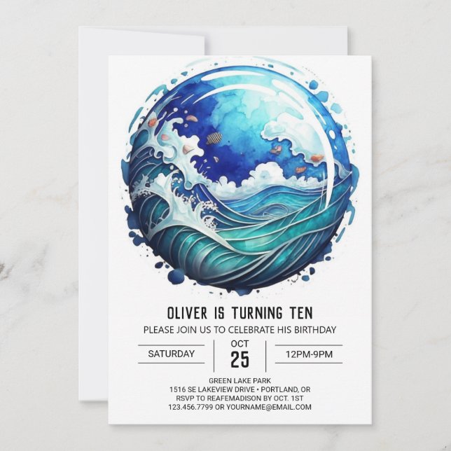 Oceanic Pastel Geburtstag Einladung (Vorderseite)