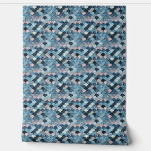 Oceanic Scales Mini - Blau, Rosa, Grau - Küste Tapete