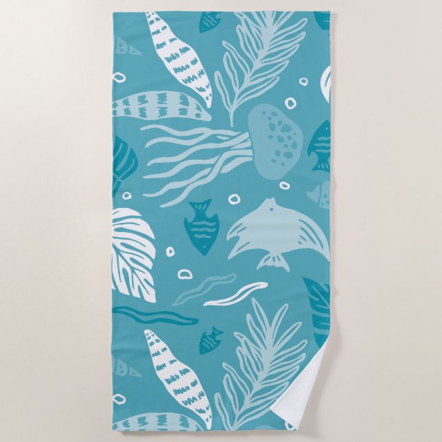 "Oceanic Serenity" Sea Blue Beach Handtuch (Vorderseite)