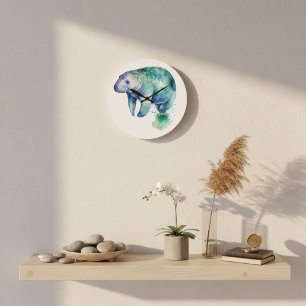 Oceanic Whisper Manatee Große Wanduhr