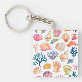 OceanModern Tropical Plant Print – Pink and Green  Schlüsselanhänger