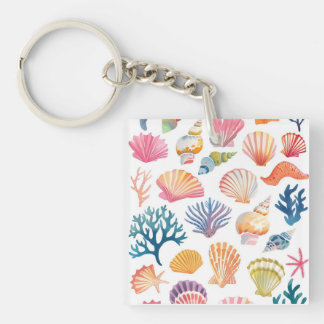OceanModern Tropical Plant Print – Pink and Green Schlüsselanhänger