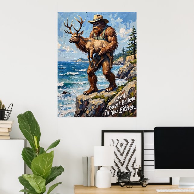 Ocean's Edge: Bigfoot's Protective Stance Poster (Heimbüro)