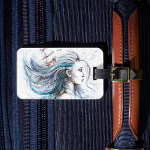 Oceans Girl Nautical Surreal Malkunst Gepäckanhänger