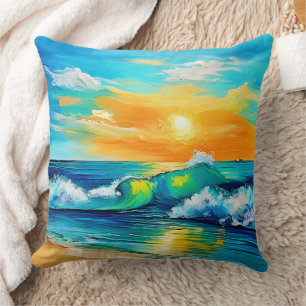 Ocean's Kiss: Sonnenuntergangswellen Kissen