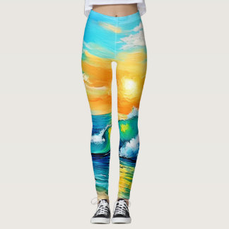 Ocean's Kiss: Sonnenuntergangswellen Leggings