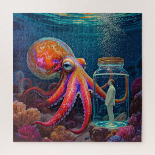 "Ocean's Silent Captive" - Octopus Portrait Puzzle