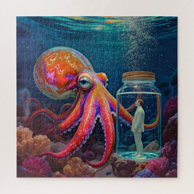 "Ocean's Silent Captive" - Octopus Portrait Puzzle (Vertikal)