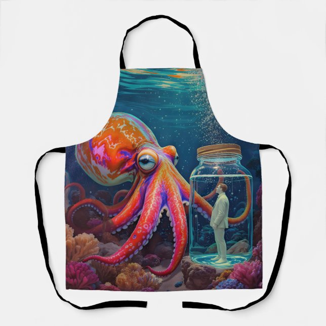 "Ocean's Silent Captive" - Octopus Portrait Schürze (Vorderseite)