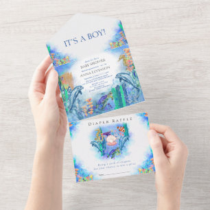 OceanSea Animals Boy Baby Dusche alle in einem Inv All In One Einladung