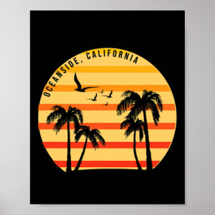 Oceanside Beach California Palms Vacation Surf Sun Poster