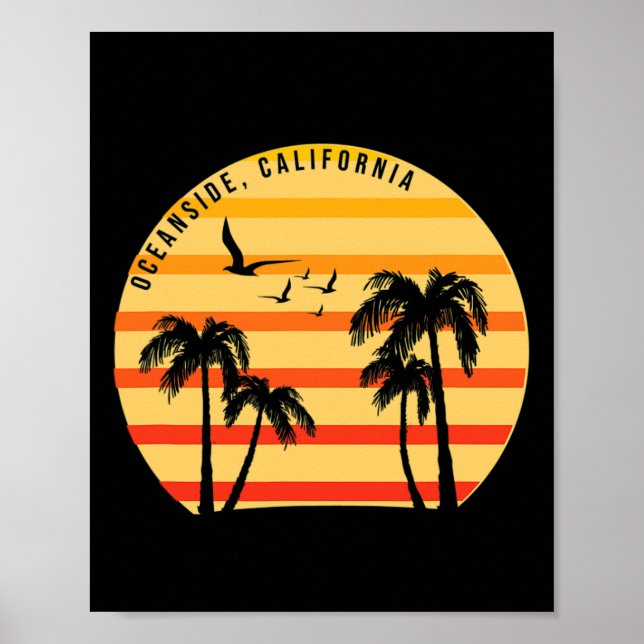 Oceanside Beach California Palms Vacation Surf Sun Poster (Vorne)