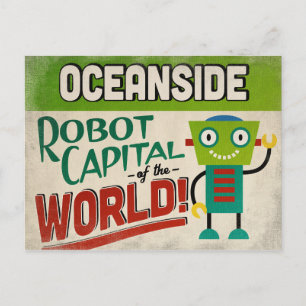 Oceanside California Robot - Funny Vintag Postkarte