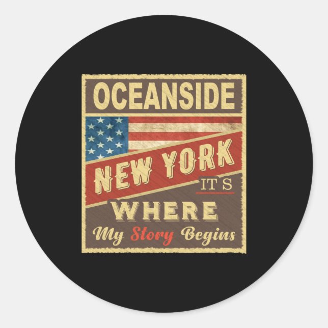 Oceanside Ny Its Where My Story Begins _1  Runder Aufkleber (Vorderseite)